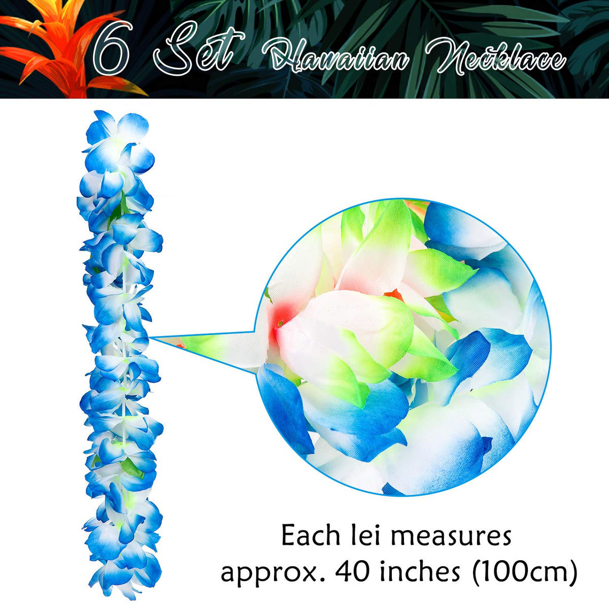 Whaline 12 Set Tropical Hawaiian Leis Luau Flower Necklace and Novelty Beach Sunglasses for Summer Luau Party Supplies Decoration