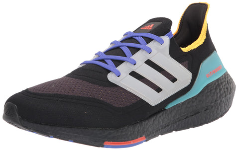 adidas Men's Ultraboost-21 Running Shoe, Black/White/Pulse Aqua, 9