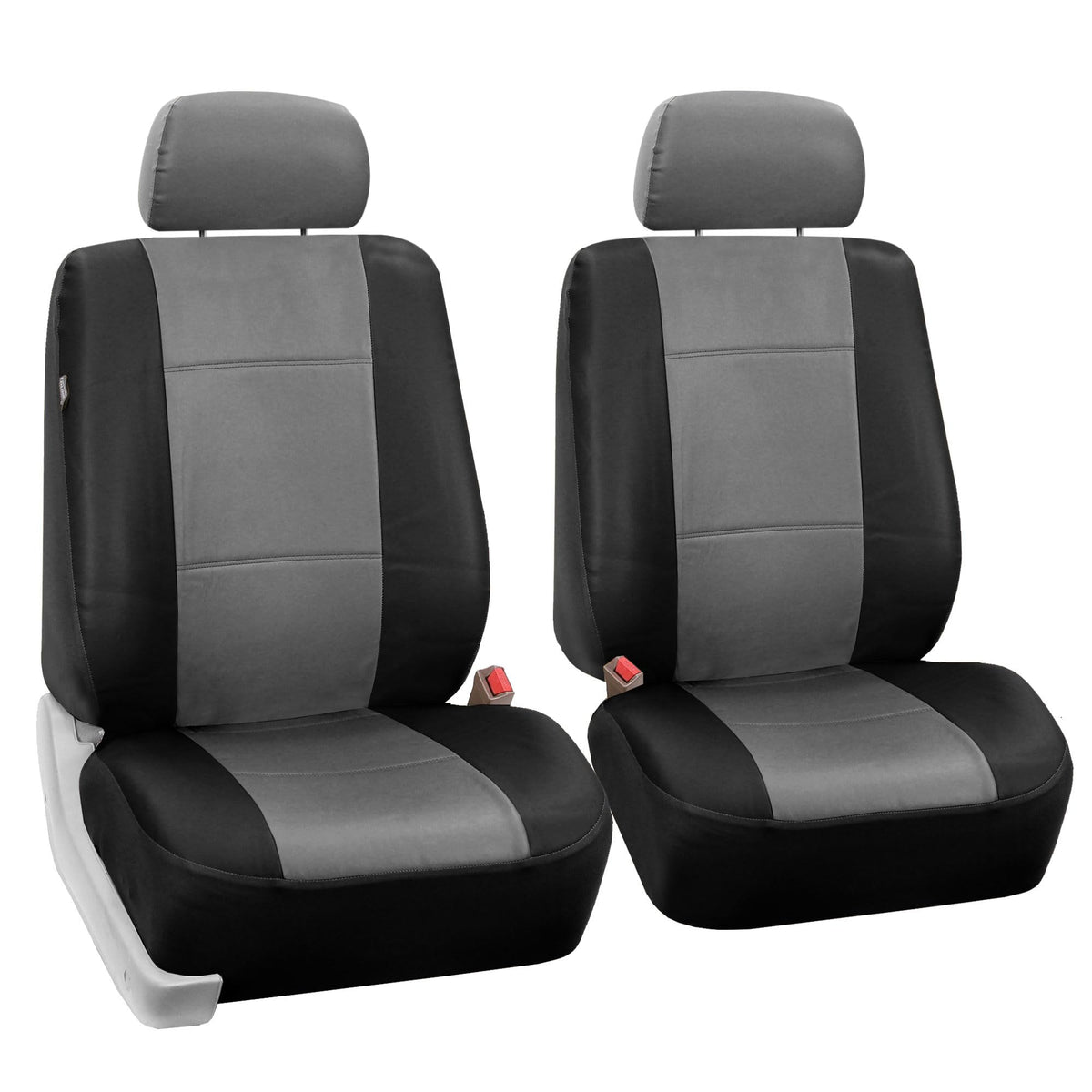 FH GROUP FH-PU002-1102 Classic Exquisite Leather Bucket Seat Covers Airbag Compatible Grey/Black (Front)