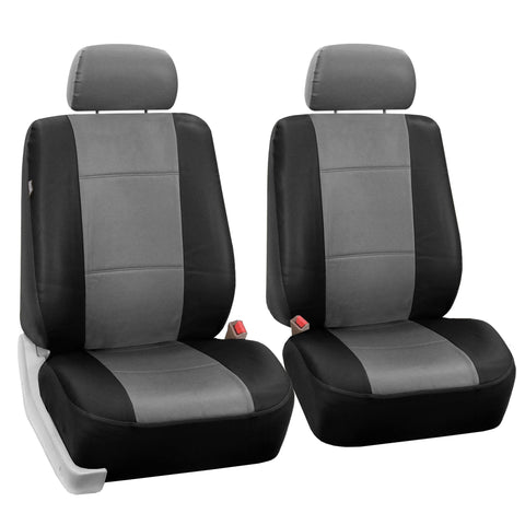 FH GROUP FH-PU002-1102 Classic Exquisite Leather Bucket Seat Covers Airbag Compatible Grey/Black (Front)