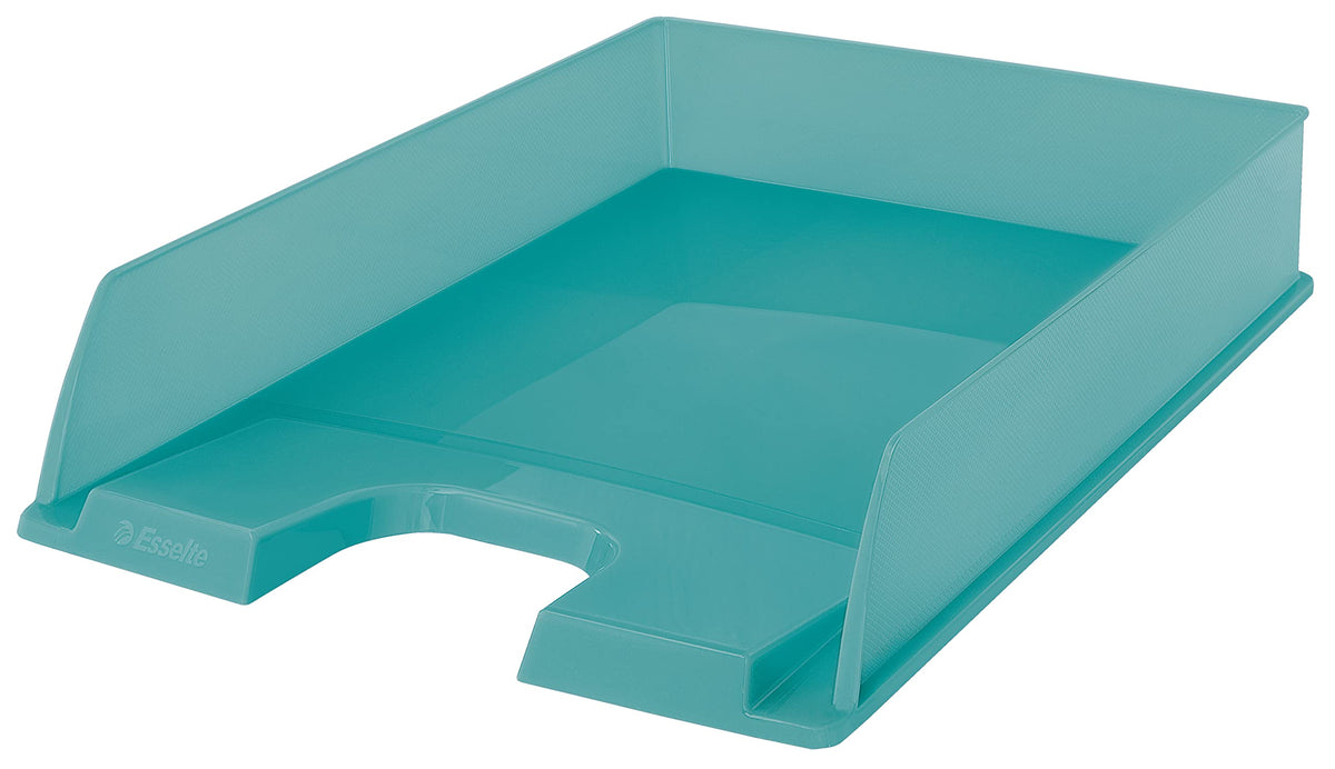 Esselte Letter Tray, Stackable A4 Paper Storage Filing Organiser For Documents, Catalogues, Brochures & Magazines, Home/Office Use, Embossed Pattern, Colour'Breeze Range, Blue, 626274