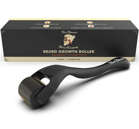 Red-Blooded Beard Growth Roller | Stimulate Beard and Hair Growth | 540 0.5mm Titanium Needles | Derma Roller For Men | Matte Black Beard Roller | Microneedle Roller