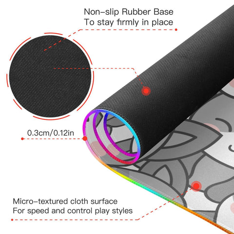 Gray Cats Wireless Charging Mouse Pad for Mobile Phone Extra Large Gaming Mousepad with 13 Lighting Modes Mouse Mat for Office Home Gaming MacBook PC Laptop Desk