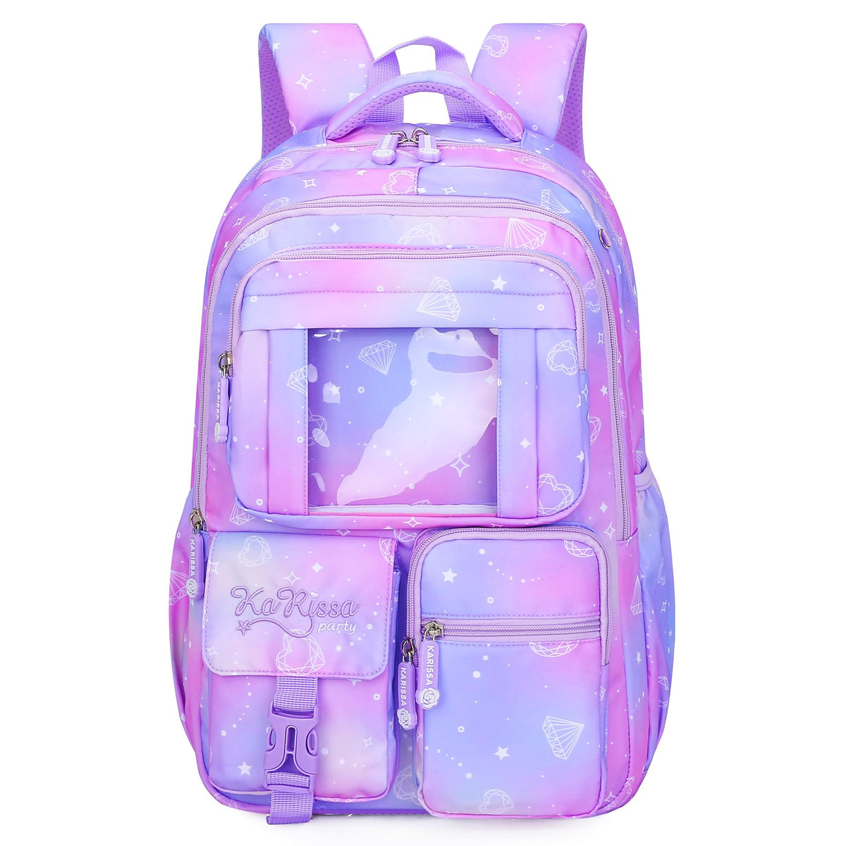Dorlubel Girls Gradient Backpack for Elementary School Bags Cute Large Capacity Lightweight Bookbag(Purple Plush)