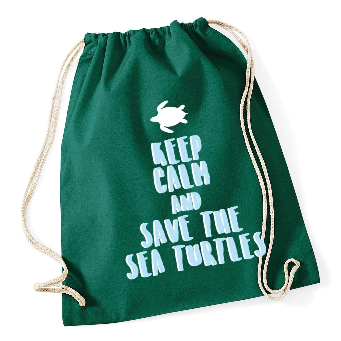HippoWarehouse Keep calm and save the sea turtles Drawstring Cotton School Gym Kid Bag Sack 37cm x 46cm, 12 litres