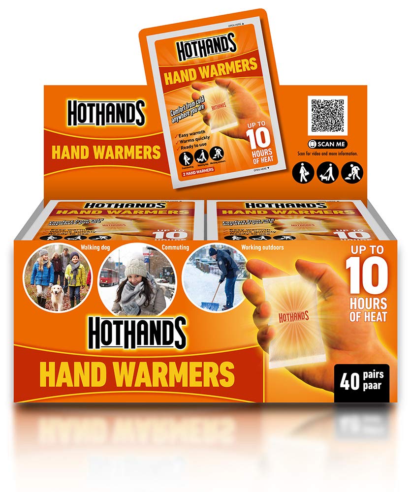 HotHands Hand Warmers - 40 pairs - 10 hours of heat - Air activated - Ready to use, 8368342