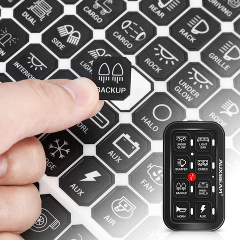Auxbeam Switch Panel Sticker for 6/8 Gang Switch Panel Label Vertical Stickes Decal for Circuit Panel Marine Boat Truck Camper Dashboard Switch Control Labels, 120PCS