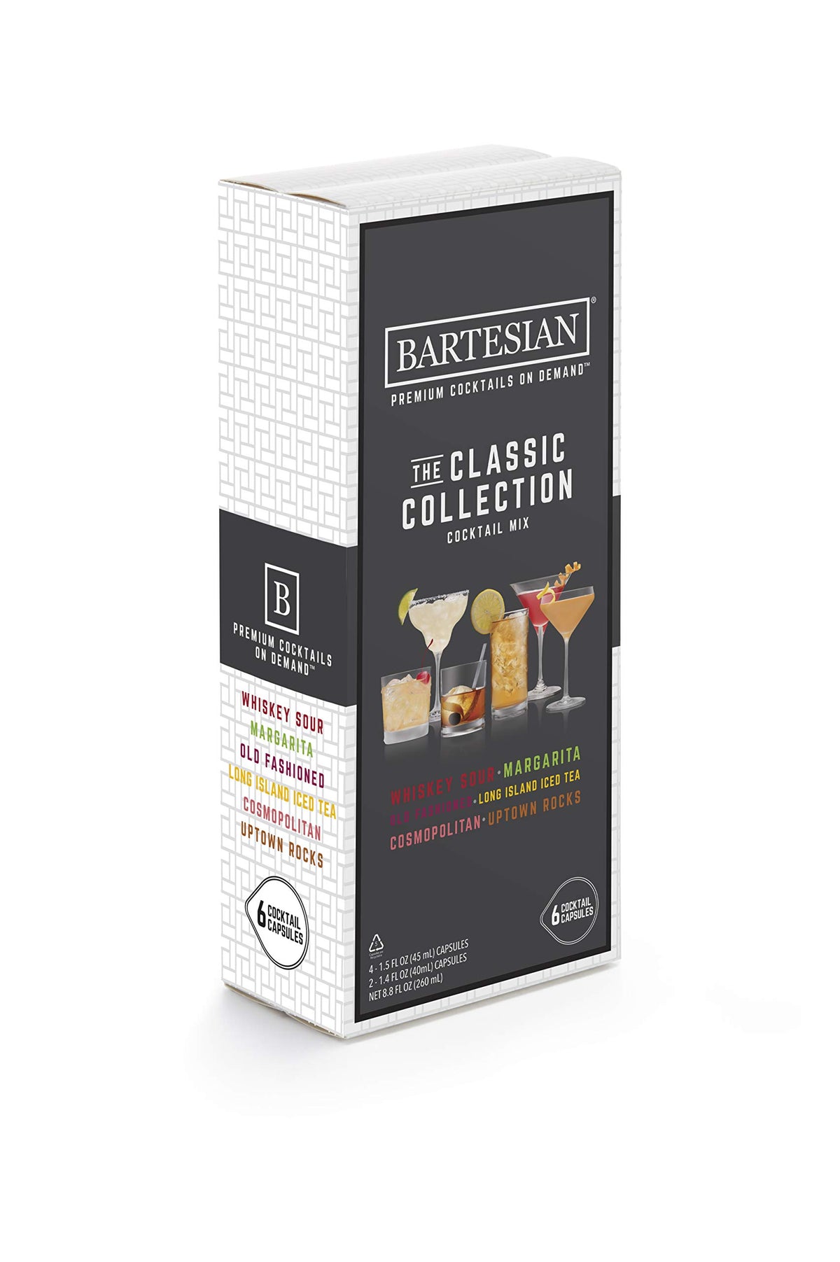 bartesian The Classic Collection cocktail Mixer capsules, Variety Pack of 6 , for bartesian Premium cocktail Maker (55350)