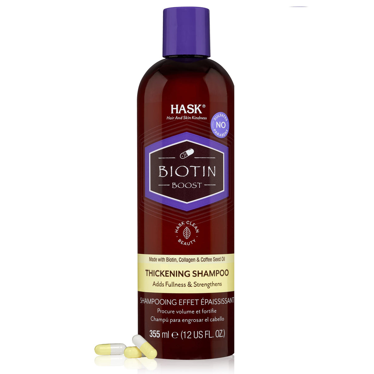 HASK Biotin Boost Shampoo, thickening for all hair types, colour safe, and cruelty-free - 1 355mL Bottle