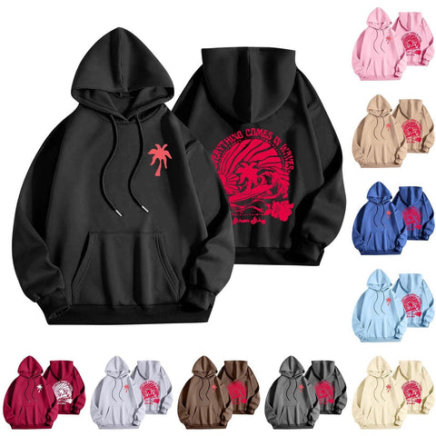 CheJooe Graphic Hoodies for Women UK Y2k Long Sleeve Drawstring Hooded Jumper Oversized Sweatshirts for Teen Girls Cute Pink Palm Puff Hoodie Fall TOP Clothes(Black,S)