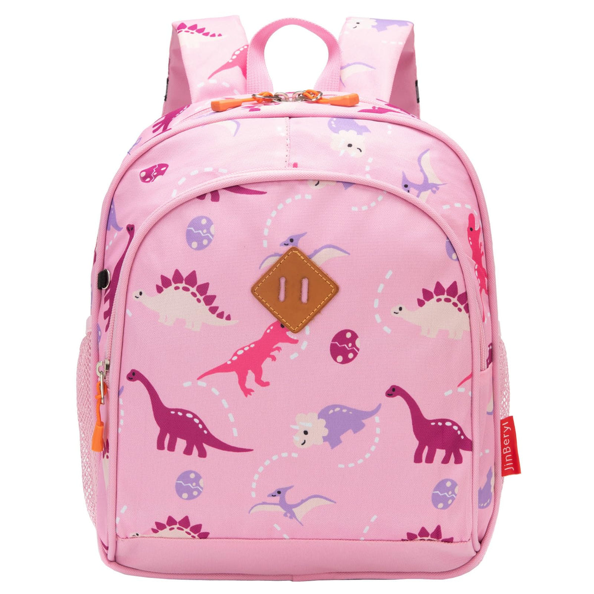 JinBeryl Toddler Backpack Boys, 12 Inch Kids Backpack for Preschool or Kindergarten, Dinosaur Pink