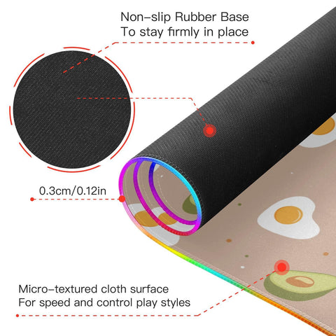 Egg Avocado Wireless Charging Mouse Pad for Mobile Phone Extra Large Gaming Mousepad with 13 Lighting Modes Computer Mat for Gaming MacBook PC Laptop Desk Home Office