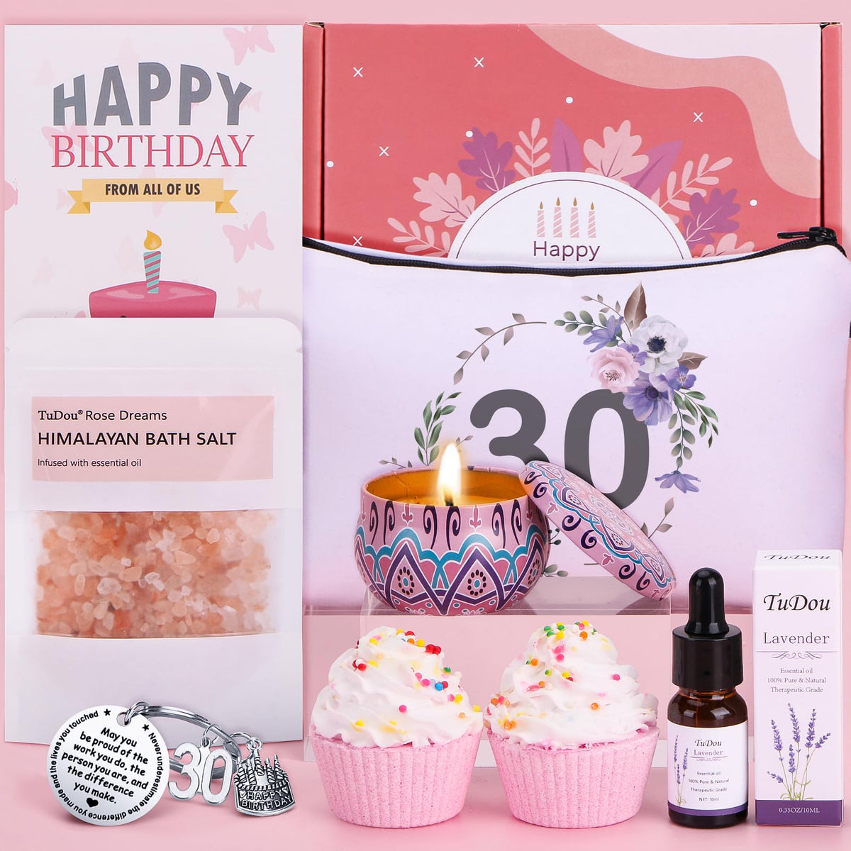 30th Birthday Gifts for Women, Personalised Birthday Hampers for Her Turning 30, Funny 30 Year Old Pamper Gifts Basket for Women Best Friend, Sister, Wife, Mum, Ladies 30th Birthday Presents Ideas