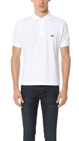 Lacoste Mens Men's Short Sleeve Classic Pique Polo Shirt, White, Large