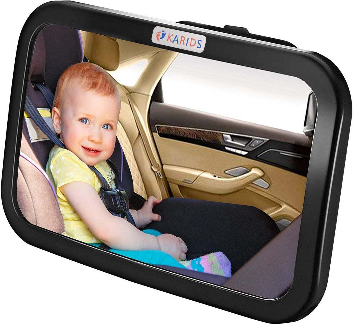Detachable Backseat Baby Car Mirror - Clear Wide Angle View of Toddler Newborn, Infant or Children - Safe Accessory with Headrest Double Strap - 360 Degree Adjustable + Shatterproof Glass