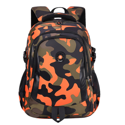 Yvechus School Backpack Casual Daypack Travel Outdoor Camouflage Backpack Christmas Presents for Boys and Girls (DY Camo Orange)
