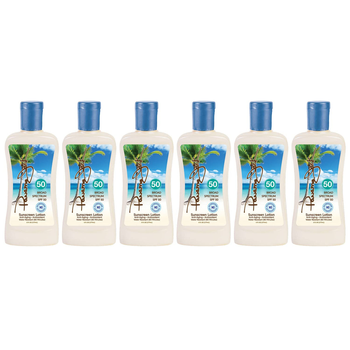 Panama Jack Sunscreen Suntan Lotion - SPF 50, Broad Spectrum UVA/UVB Protection, PABA, Paraben, Gluten & Cruelty Free, 6 FL OZ (Pack of 6)