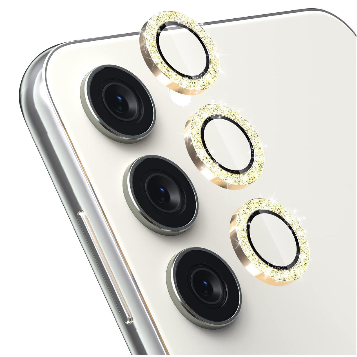 GIOPUEY Camera Protector Compatible with Samsung Galaxy A55, Samsung Galaxy A55 Camera Lens Protector, Bling Powder Diamond, Shiny, Elegant, Easy to Install - Gold