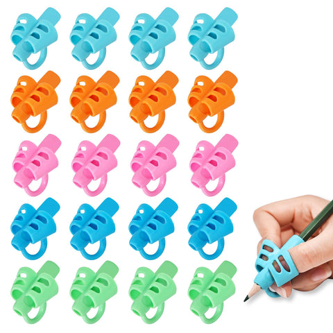 KIGEAPUEL 20 Pcs Pencil Grips for Kids Handwriting Pencil Holders Grippers Writing Posture Correction Tools for Toddlers, Special Needs Silicone Pencil Supplies for Kindergarten Preschoolers