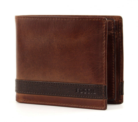 Fossil Wallet for Men Quinn, 100% Leather Bifold brown 11.4 cm L x 2.5 cm W x 9.5 cm H ML3653200