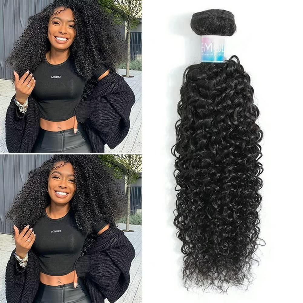 Kinky Curly Human Hair Bundles Thick Curly Weave Bundles Virgin Hair Bundles Full Head Hair Natural Black Color Hair Bundles Can Be Dyed 1 Bundle 100g 24 Inch