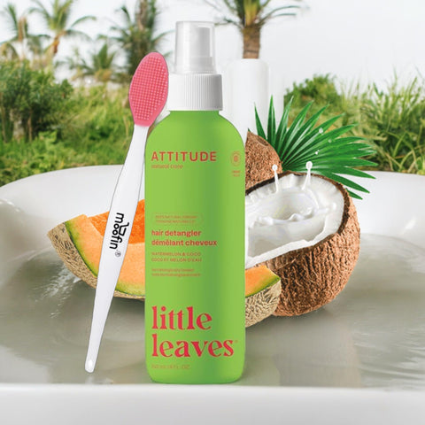 Bundle of Double Sided Nose Cleaning Brush - 15cm, and Natural Hair Detangler Spray for Baby and Kids, EWG Verified, Plan, Pack of 4