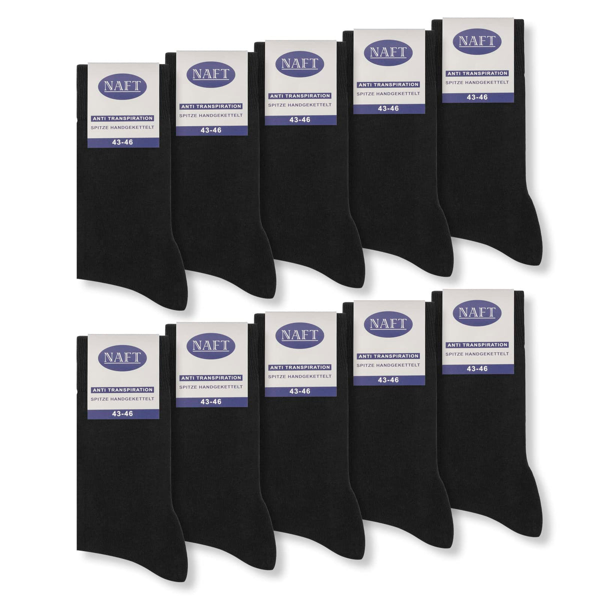 sockenkauf24 10 Pairs Dress Socks for Women and Men 100% Cotton without seam and unpleasant elastic straps at the top multiple gradings (6-8, 10 x Black)