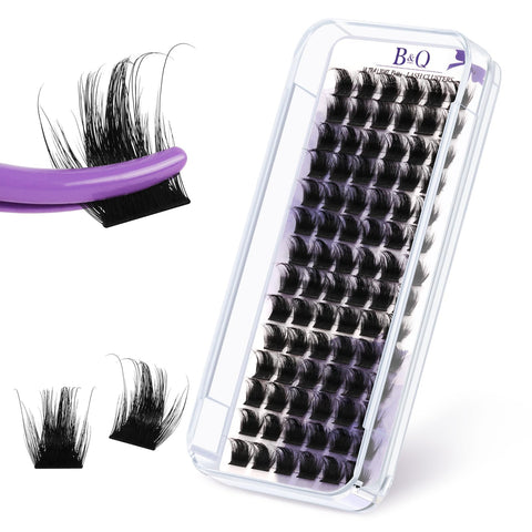 Lash Clusters Fluffy Individual Lashes 84 Pcs Ultralight Eyelash Clusters B&Q DIY Cluster Eyelash Extensions at Home Wispy Lash Extension Light as Feather Cluster Lashes (F05-D-18mm)
