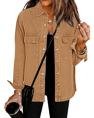 luvamia Light Jackets For Women Distressed Jean Jacket Women Brown Jacket Women Spring Jackets For Women Winter Jackets For Women Casual Tops For Women Womens Denim Jacket Size XX-Large Size 20 22