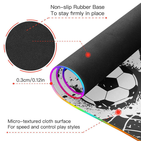 Football Sports Wireless Charging Mouse Pad for Mobile Phone Extra Large Gaming Mousepad with 13 Lighting Modes Keyboard Mat for Office Home Gaming MacBook PC Laptop Desk