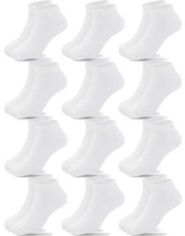 Duufin 12 Pairs Kids Athletic Ankle Socks Boys Girls Kids White Ankle Socks 4-6 Years Toddler Low Cut Half Cushion Kids Ankle Socks, 4-6X