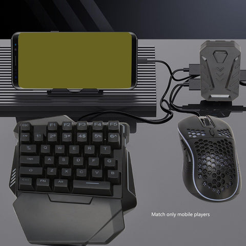 One Handed Mechanical Keyboard, High Sensitivity RGB Wired USB Low Noise Keyboard Mouse Converter Set for Mobile Game