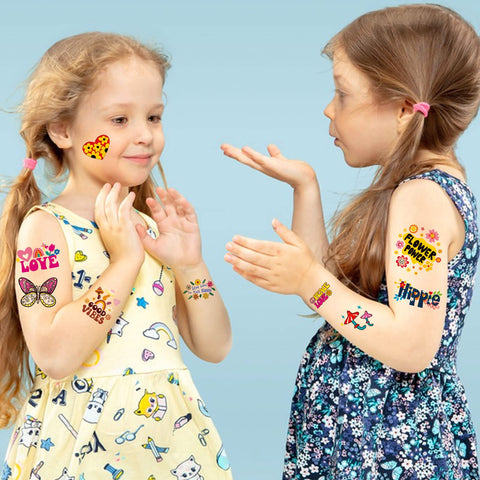 Groovy Flower Temporary Tattoos 560 Pcs Birthday Party Supplies Decorations Tattoos Stickers Party Favors for Kids Girls Boys Gifts School Prizes Butterfly Stickers Hippie Retro 60s 70s Party Favor
