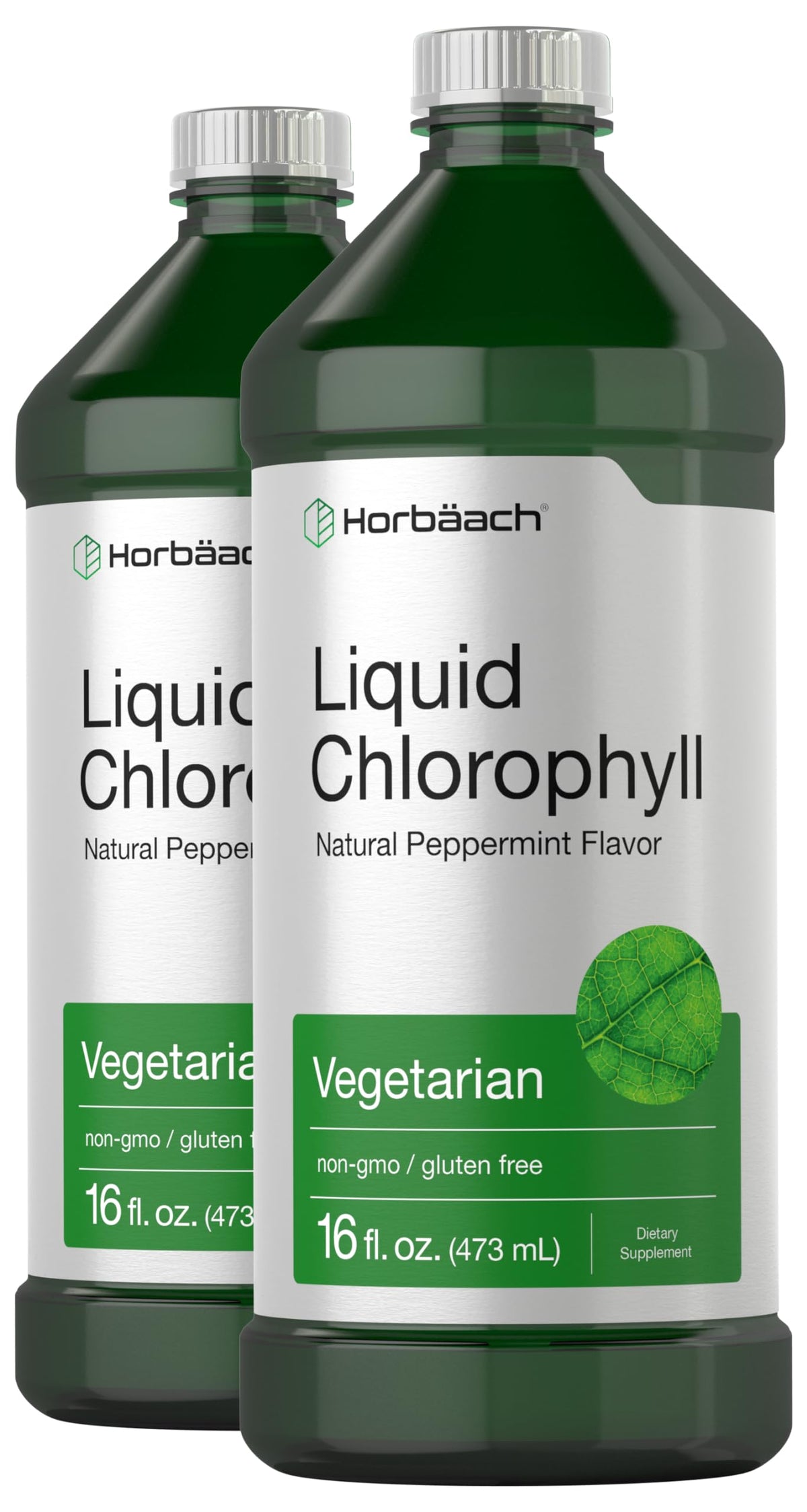 HorbÃ¤ach Chlorophyll Liquid Drops 100mg | 32 oz (2 x 16 oz Bottles) | Natural Peppermint Flavor | Vegetarian, Non-GMO, and Gluten Free Formula