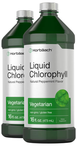 HorbÃ¤ach Chlorophyll Liquid Drops 100mg | 32 oz (2 x 16 oz Bottles) | Natural Peppermint Flavor | Vegetarian, Non-GMO, and Gluten Free Formula