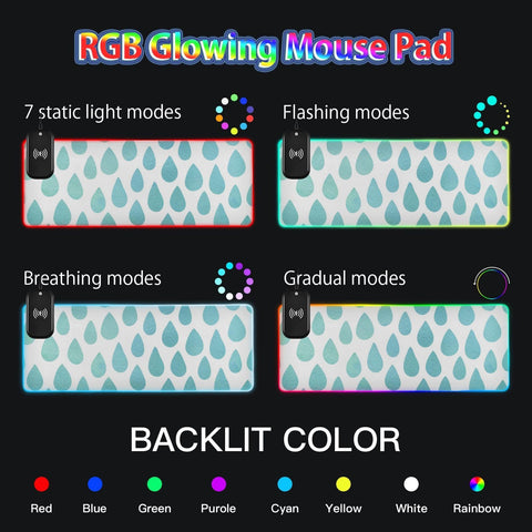 Blue Dots Wireless Charging Mouse Pad for Mobile Phone Extra Large Gaming Mousepad with 13 Lighting Modes Keyboard Mat for Gaming MacBook PC Laptop Desk Home Office