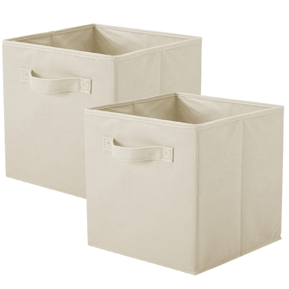 PowerKing Storage Box, 2 Foldable Storage Cubes Storage Box Made of Fabric in Cube Shape - Beige