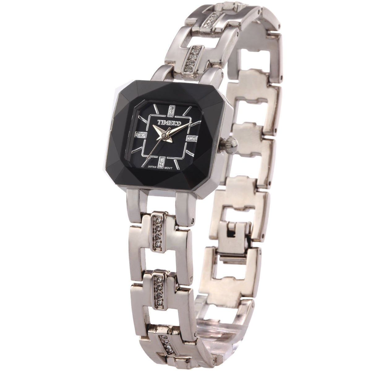 TIME100 Women's Watches Bracelet Dial Ladies Fashion Dress Quartz Square Dial Stainless Steel Strap Bracelet Watch Ladies Elegant Watch Waterproof?Black?