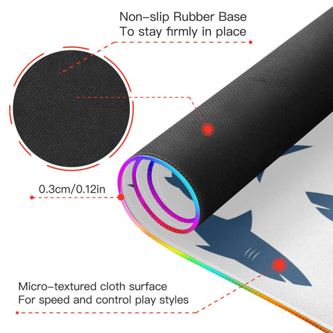 Blue Shark Wireless Charging Mouse Pad for Mobile Phone Extra Large Gaming Mousepad with 13 Lighting Modes Keyboard Mat for MacBook PC Laptop Desk Office Home Gaming