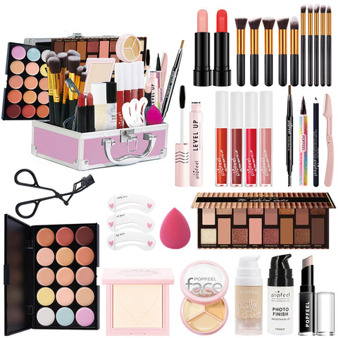 FantasyDay All in One Makeup Kits for Women Girls Holiday Make-up Gift Sets Xmas Essential Bundle Include Eyeshadow Palette Lipstick Blush Concealer Eyeliner Mascara Foundation Brush Eyebrow Pencil
