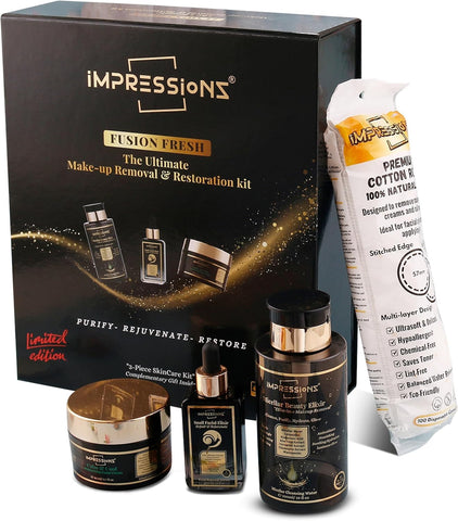 ImpressionZ Instant Visible Results Luxurious Skincare Set Includes Micellar Water Makeup Remover, Aloe Vera Hydrating Moisturizer Face Cream and Snail Mucin Serum to Reduce Wrinkles & Hydrates Skin