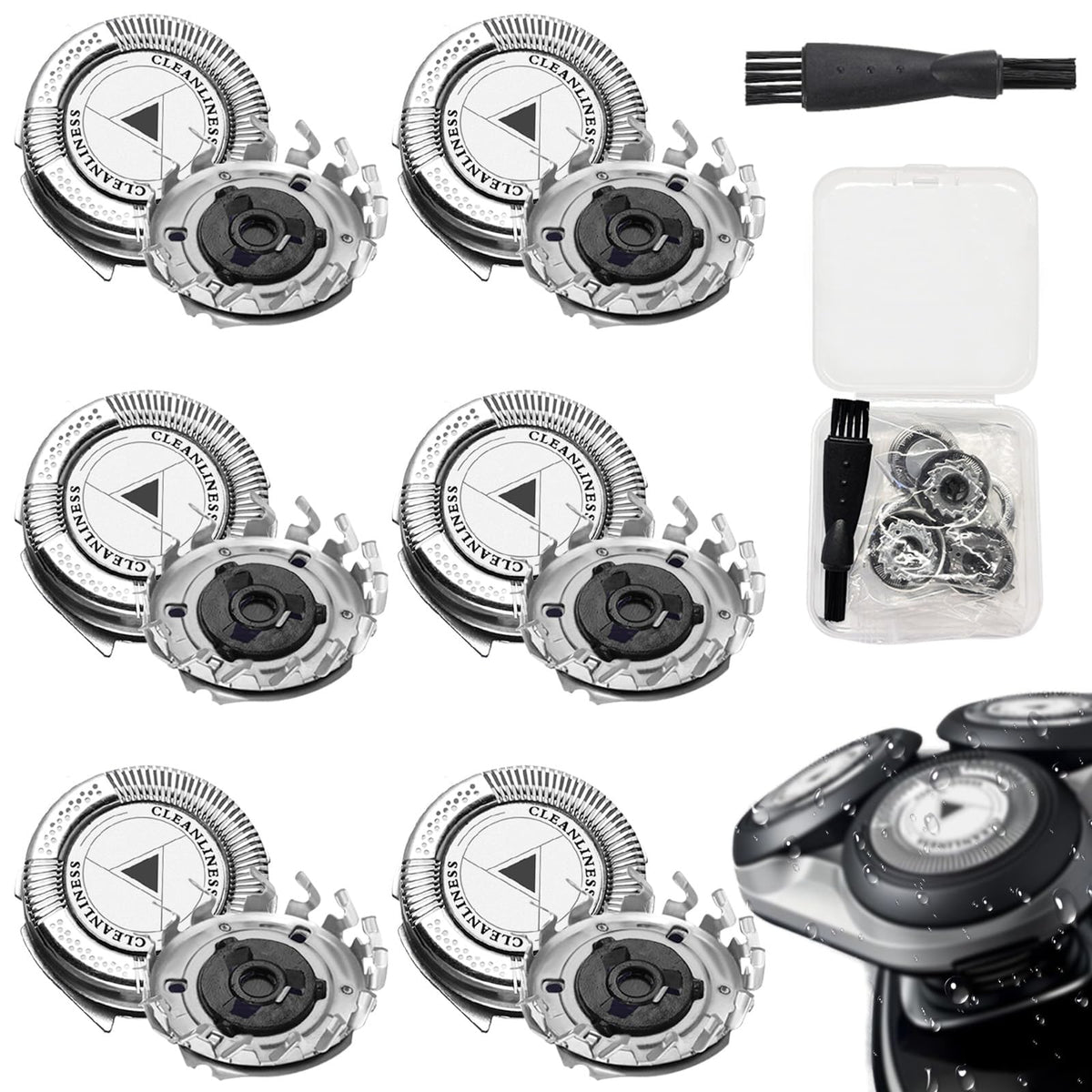 HQ8 Replacement Shaving Heads Compatible with Philips for Shaver PT735 AT890 AT750 HQ7100 HQ7140 HQ7160 HQ7180 HQ7200 HQ7240 HQ7290 HQ8445 HQ8830 HQ8850 HQ8850 8870 HQ8880 HQ8882 HQ8890 with Cleaning