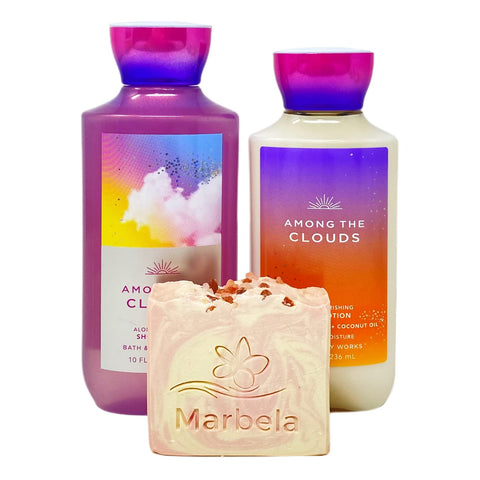 Bath & Body Works Among The Clouds 2 Piece Set and a Himalayan Salts Springs Bar Soap - Full Size