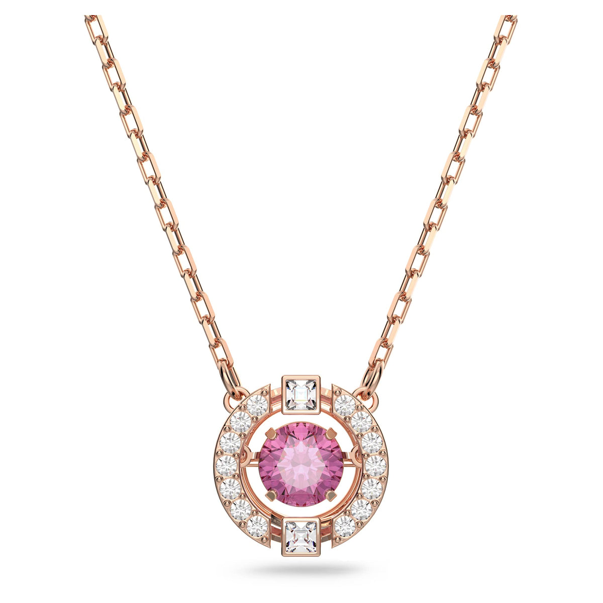 SWAROVSKI Women's Sparkling Dance Round Necklace, Red, Rose-gold tone plated