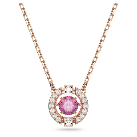 SWAROVSKI Women's Sparkling Dance Round Necklace, Red, Rose-gold tone plated