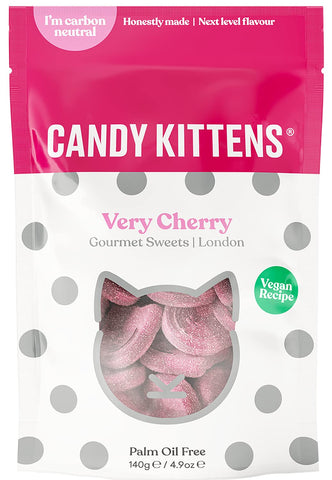 Vegan Sweets, CANDY KITTENS VERY CHERRY Packed With Fruit Juice & Natural Ingredients, Big Flavours From Little Kittens, Vegetarian Sweets - 140g Sweet Bag