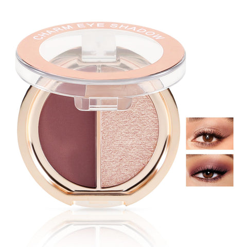 Boobeen Double Color Eyeshadow Palette, Matte & Shimmer Metal Eye Shadow Powder, Color Eye Shadow Blendable, Ultra Pigment Long Lasting Eye Makeup Palette