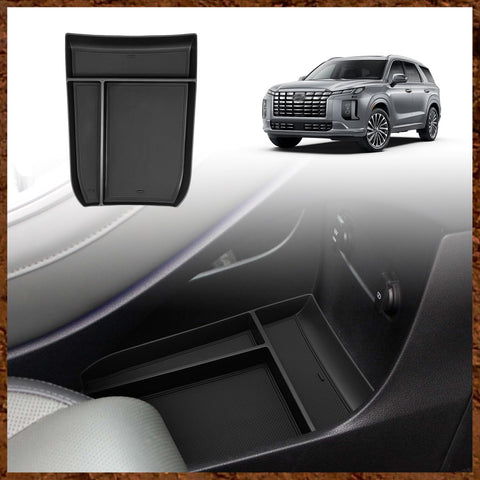 Muslogy for Palisade 2023 2024 Lower Center Console Organizer Storage Tray Interior Accessories ABS Material Compatible with Hyundai Palisade 2021 2022-2024 (Black)