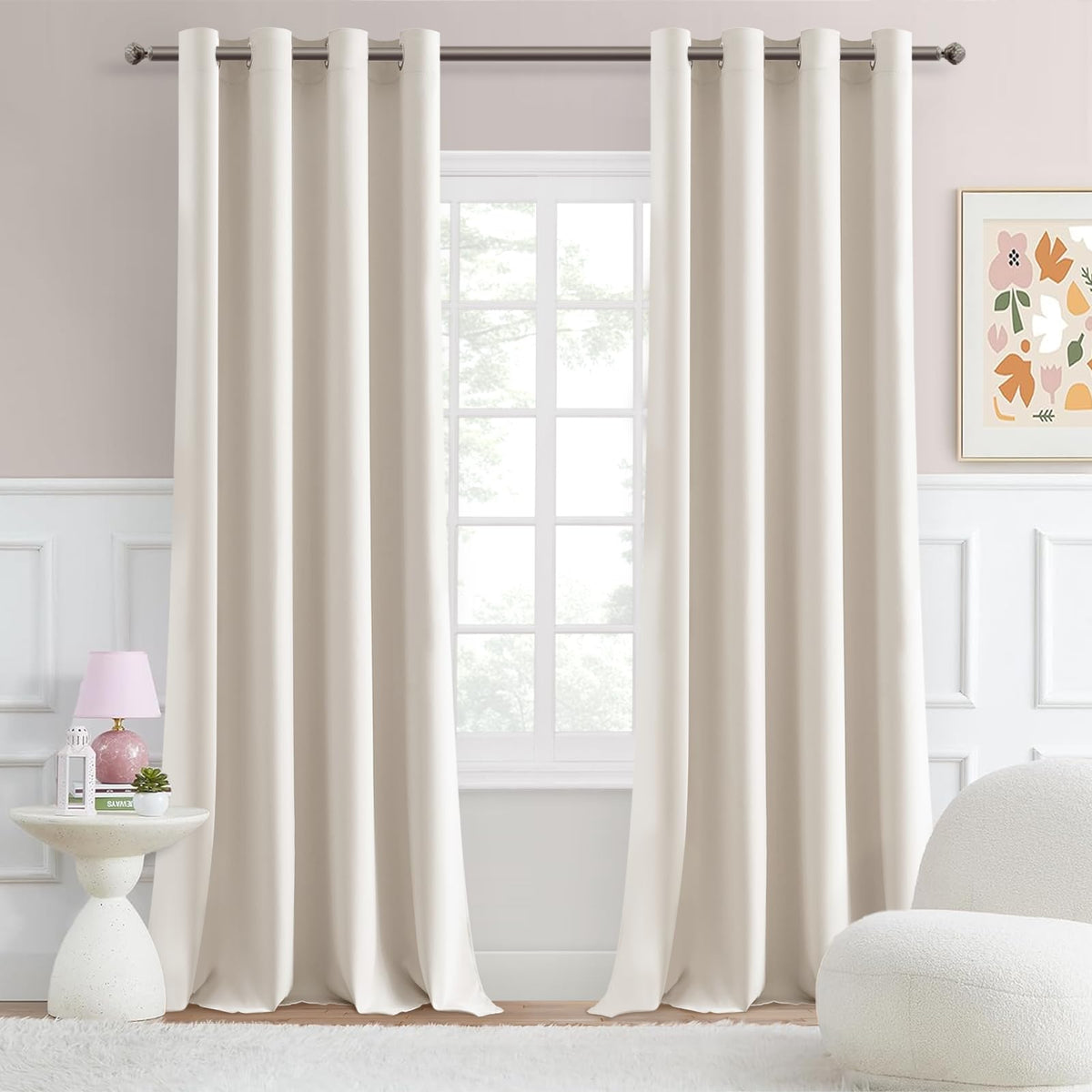 MRTREES Semi-Blackout Indoor Curtains, 2 Panels, 140 x 260 cm, Thermal Insulated Indoor Curtains with Rings, Semi-Blackout Curtain for Bedroom, Living Room