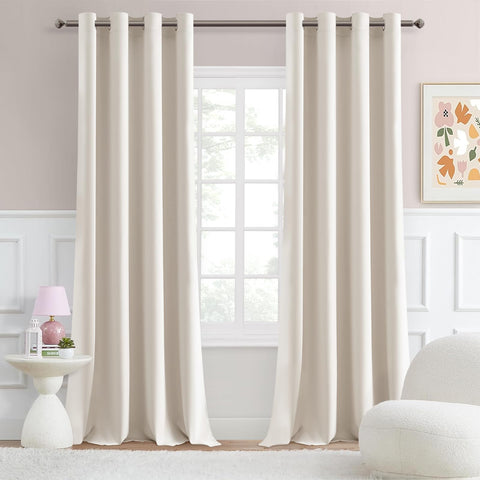 MRTREES Semi-Blackout Indoor Curtains, 2 Panels, 140 x 260 cm, Thermal Insulated Indoor Curtains with Rings, Semi-Blackout Curtain for Bedroom, Living Room